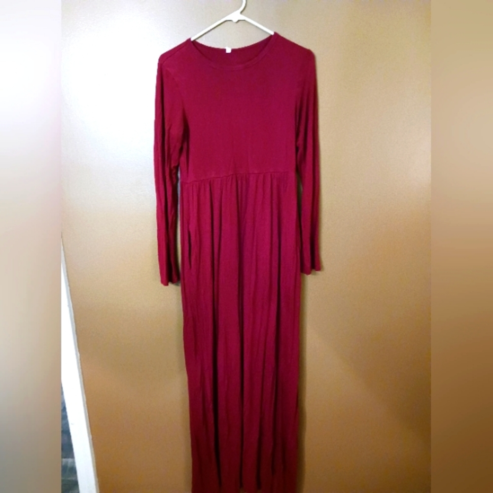 Bellamie Maxi Dress, Maroon Dress with Pockets
